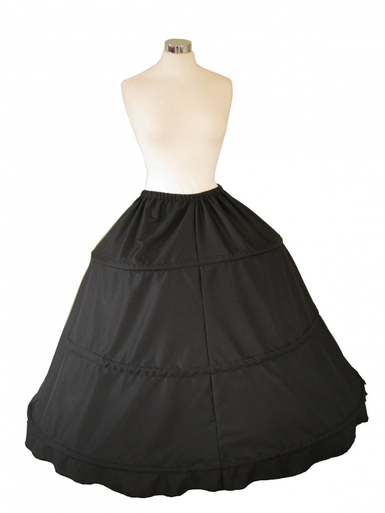 Ladies Black Medieval Georgian Victorian Three Tiered Underskirt Image