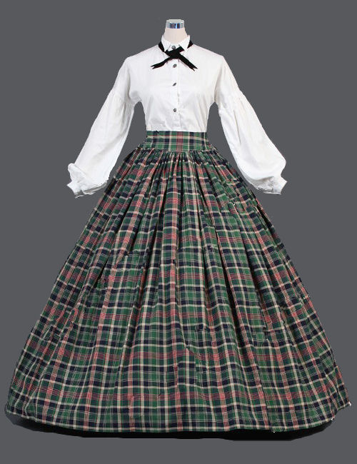 Ladies Victorian Dickensian Carol Singer School Mistress Day Costume - Complete Costumes 
