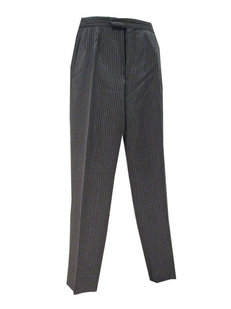Men's Victorian Edwardian Pinstriped Morning Suit Trousers W42 L32 Image