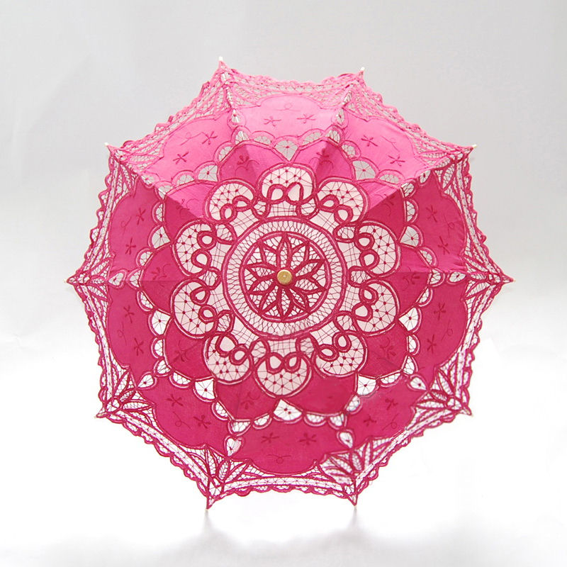 Ladies Pink Lacy Handmade Regency Parasol  Image