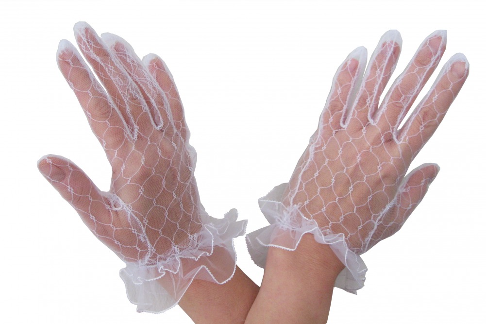Ladies Victorian Regency White Lacy Gloves Image