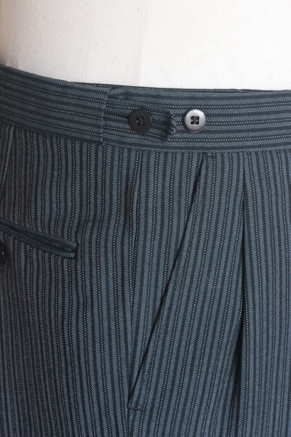 Men's Victorian Edwardian Pinstriped Morning Suit Trousers W34 L30 Image