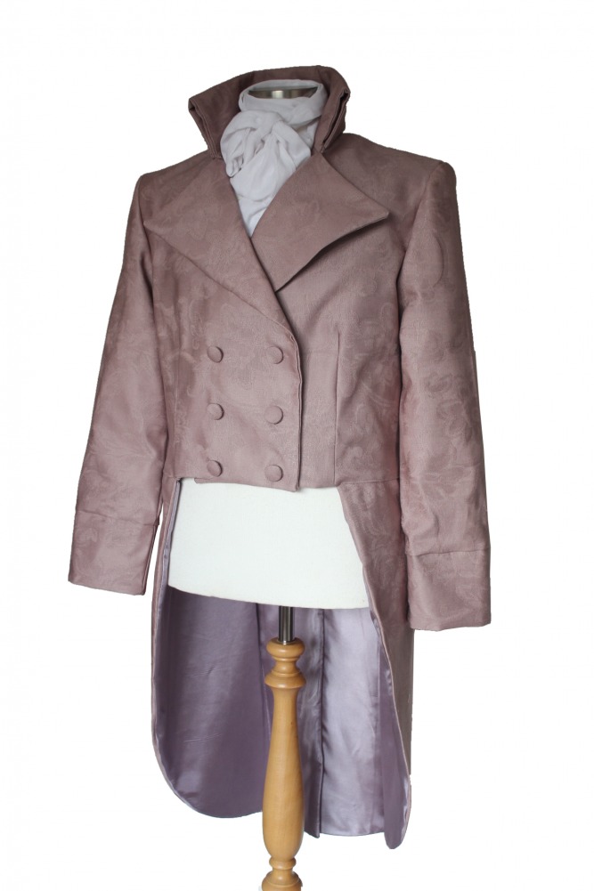 For Sale Men's Handmade Cotton Jaquard Deluxe Mr.Darcy Regency Victorian Tailcoat Size Small Ready To Go! Image