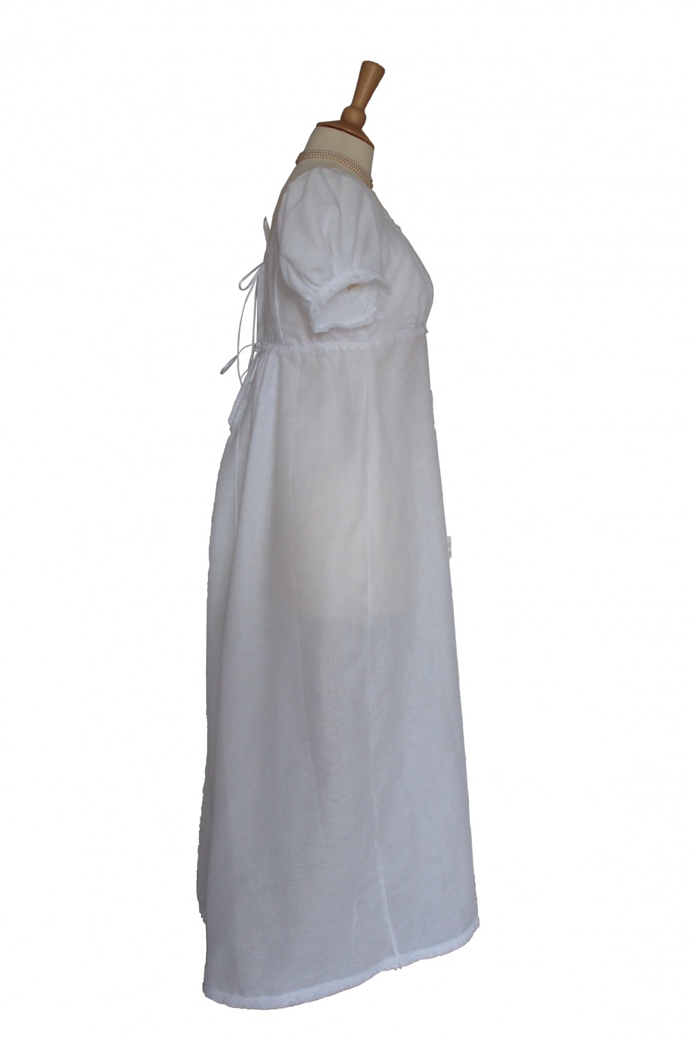 For Sale Ladies Regency 19th Century Jane Austen Elizabeth Bennet Pride And Prejudice Puffed Sleeved White Muslin Gown Size 6 UK Image