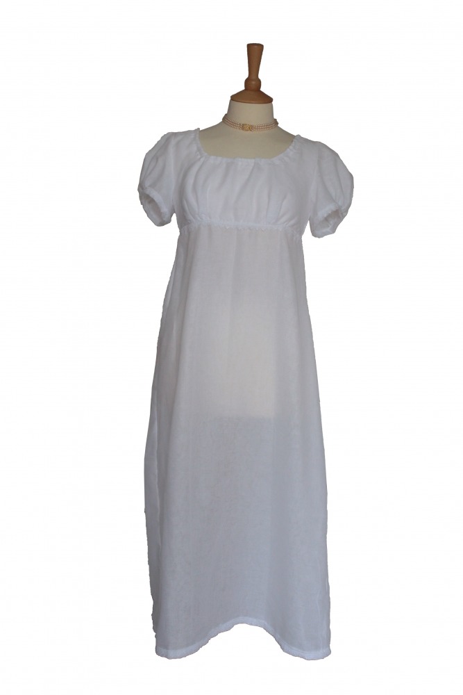 For Sale Ladies Regency 19th Century Jane Austen Elizabeth Bennet Pride And Prejudice Puffed Sleeved White Muslin Gown Size 6 UK Image