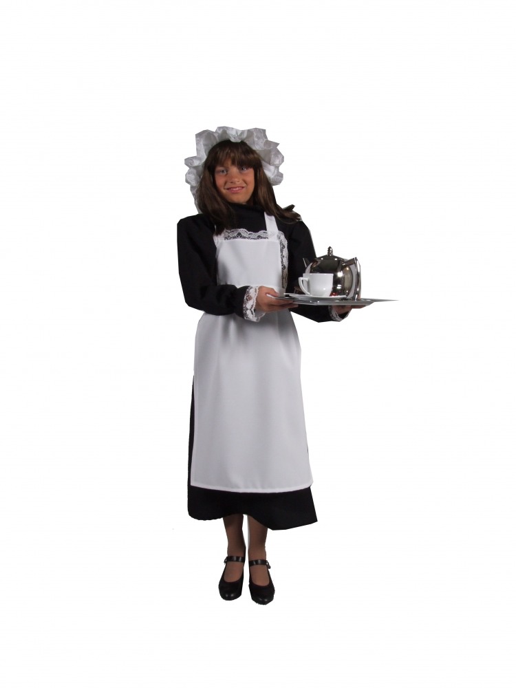 Girls Victorian Maid Fancy Dress Costume Image