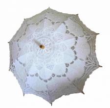 Ladies White Lacy Handmade Regency Victorian Parasol 
