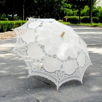 Ladies White Lacy Handmade Regency Victorian Parasol 