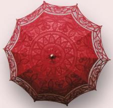 Ladies Red Lacy Handmade Regency Parasol 