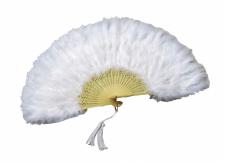 Ladies White 18th Century Marie Antoinette Masked Ball Feather Fan