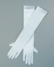 Ladies Long White Satin Over The Elbow Opera Gloves