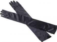 Ladies Long Black Satin Over The Elbow Opera Gloves