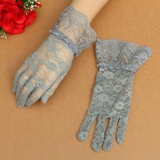 Ladies Grey Victorian Regency Lacy Gloves