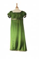 For Sale Ladies Regency 19th Century Jane Austen Pride And Prejudice Bridgerton Petite Olive Green Evening Gown Dress Size 10 UK  Image