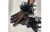  Ladies Black Victorian Regency Lacy Gloves