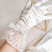 Ladies White Victorian Regency Satin Lacy Gloves