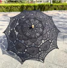 Ladies Black Lacy  Regency Victorian Parasol